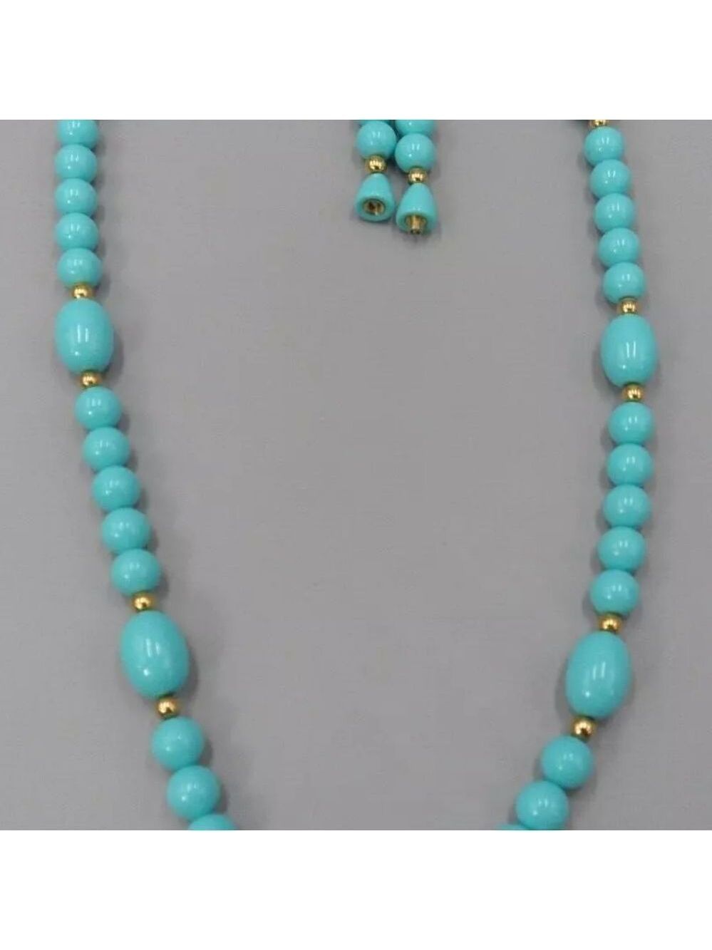 Avon 1983 Turquoise Impressions Necklace Simulated Turquoise Gold Accents Vtg - Picture 7 of 8